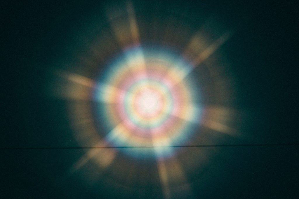 Soft coloured light representing an aura reading