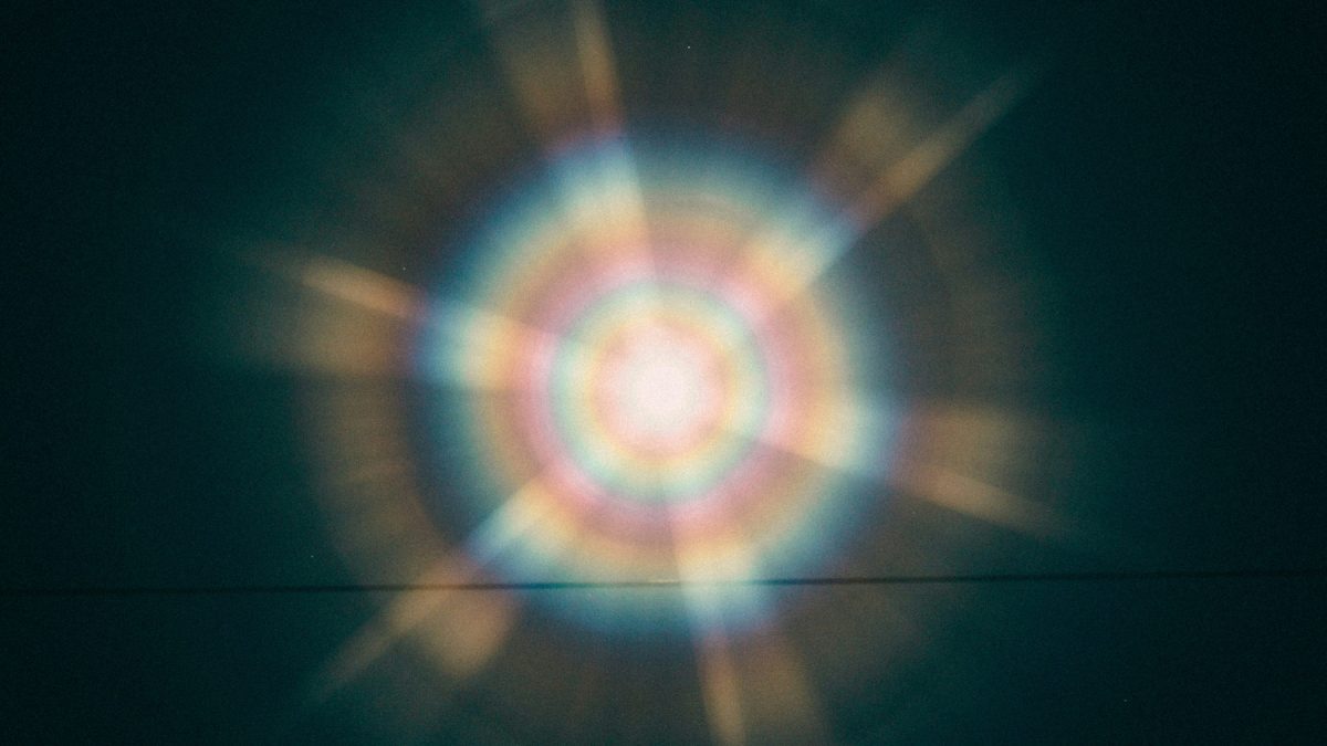 Soft coloured light representing an aura reading